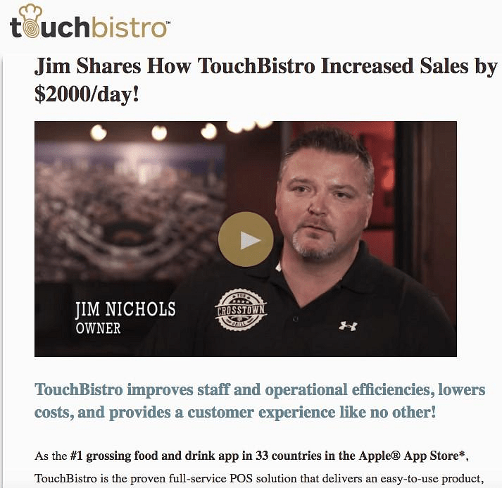 Success story from TouchBistro’s customer