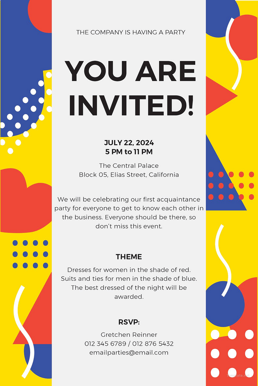 email template for party invitation